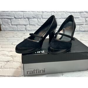 Umberto Raffini black suede and leather Comfort Heels Arch support Size 39 8 8.5